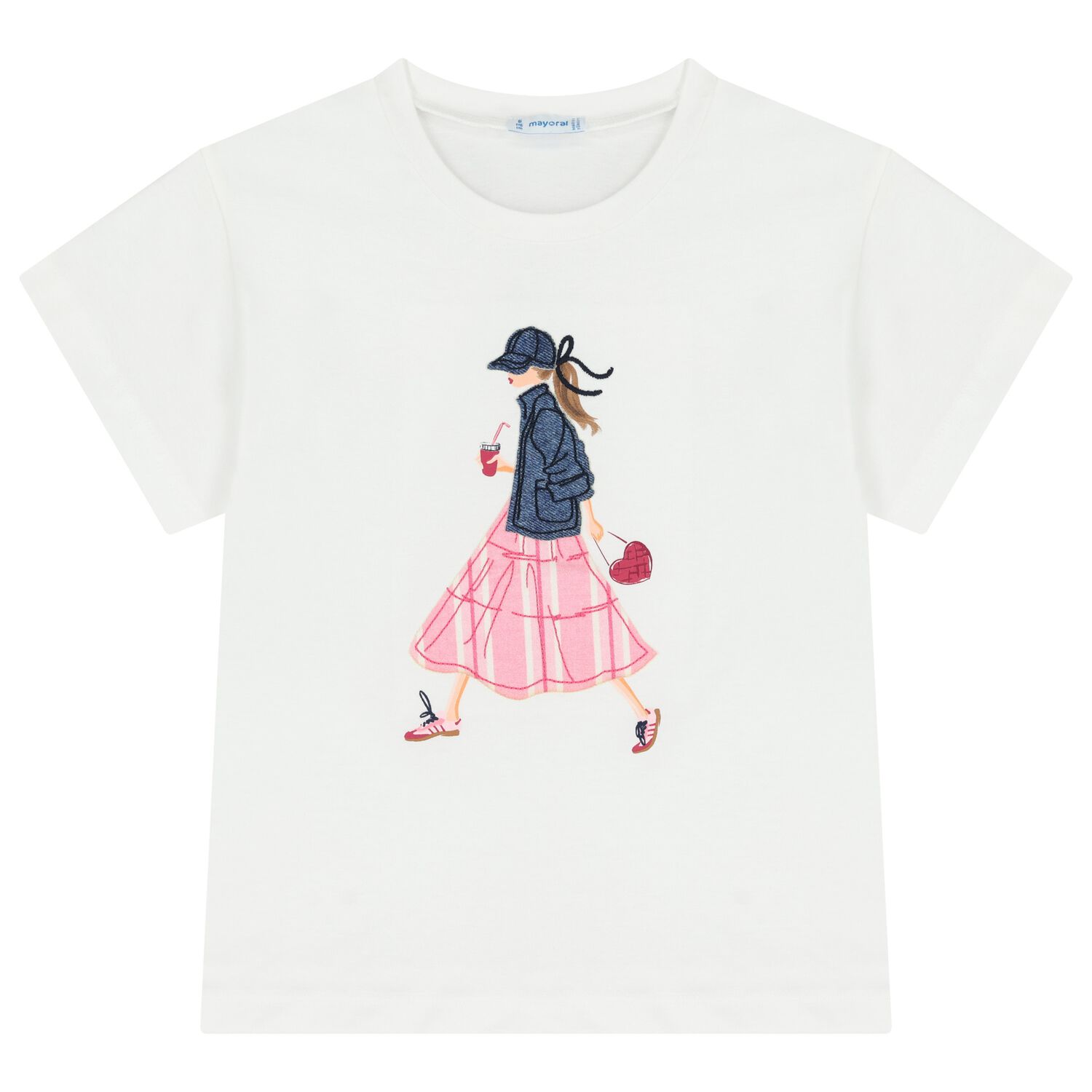 Girls White T-Shirt, 1, hi-res