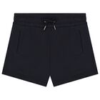 Girls Navy Blue Logo Shorts, 2, hi-res