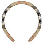 Girls Beige Check Headband, 1, hi-res