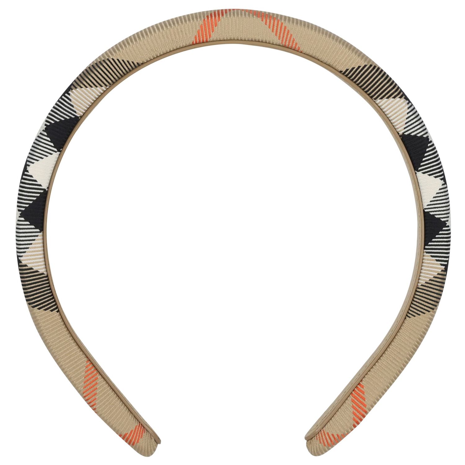 Girls Beige Check Headband, 1, hi-res