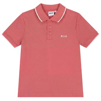 Boys Mini Me Red Logo Polo Shirt
