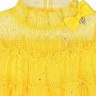 Girls Yellow Embellished Tiered Tulle Dress, 3, hi-res