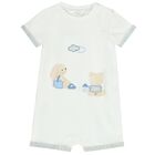 Baby Boys White & Blue Rompers ( 2-Pack ), 1, hi-res