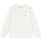Boys White Logo Long Sleeve Top, 1, hi-res