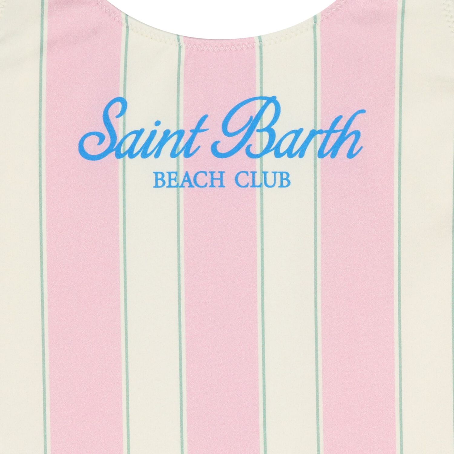 Girls Pink & Ivory Striped Logo Swimsuit, 1, hi-res