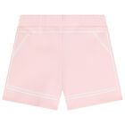 Girls Pink Stitched Print Shorts, 2, hi-res