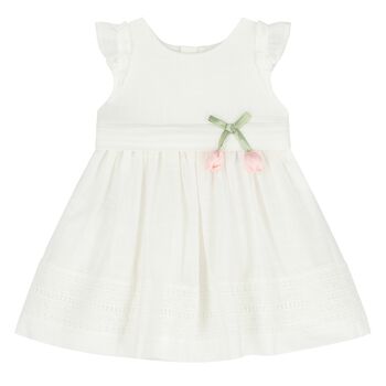 Younger Girls White Bow Dress
