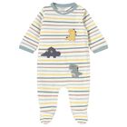 Baby Boys Ivory Striped Dinosaur Babygrow, 1, hi-res