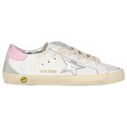 Girls Ivory & Silver Logo Trainers, 1, hi-res