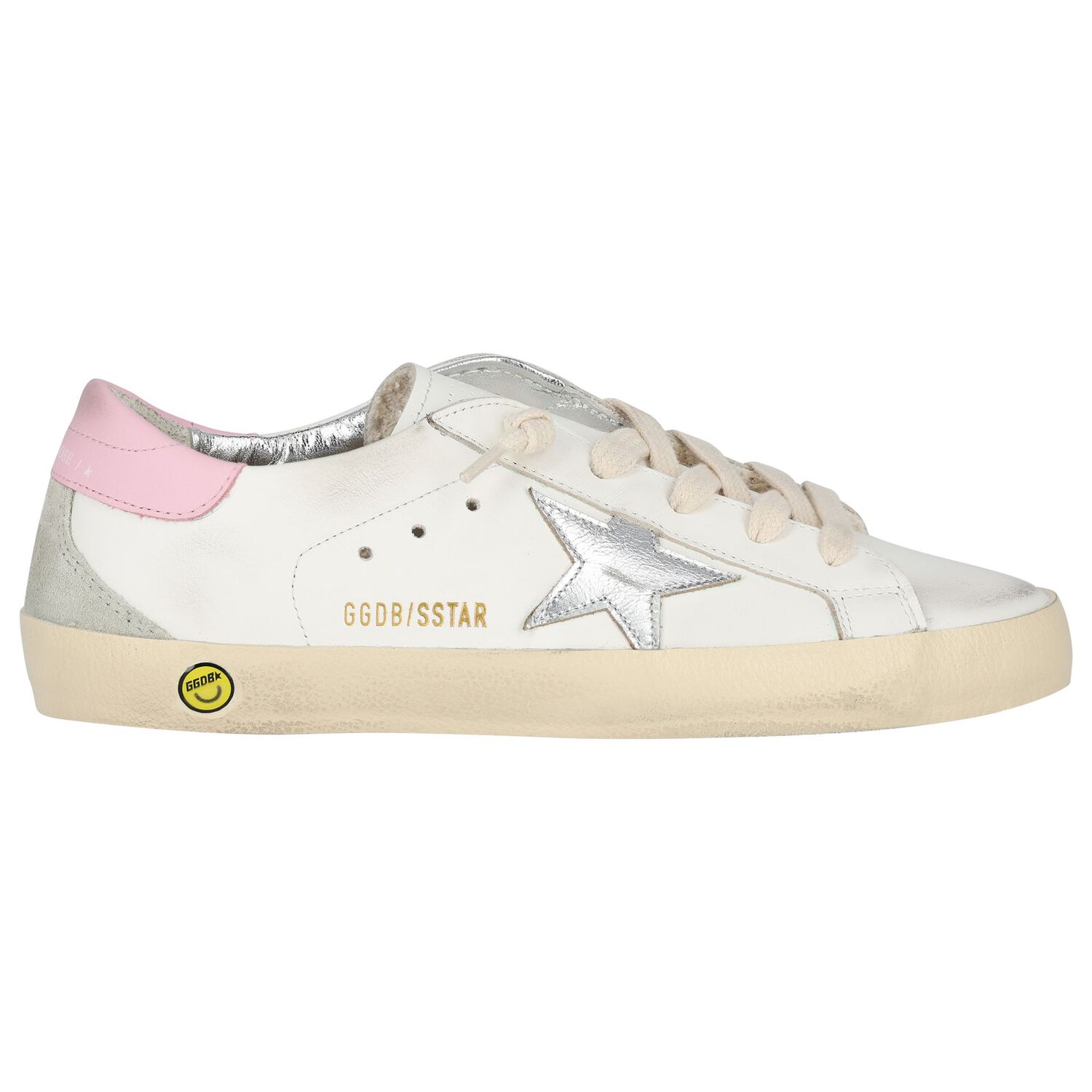 Girls Ivory & Silver Logo Trainers, 1, hi-res