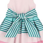 Girls Pink Bow Striped Dress, 1, hi-res