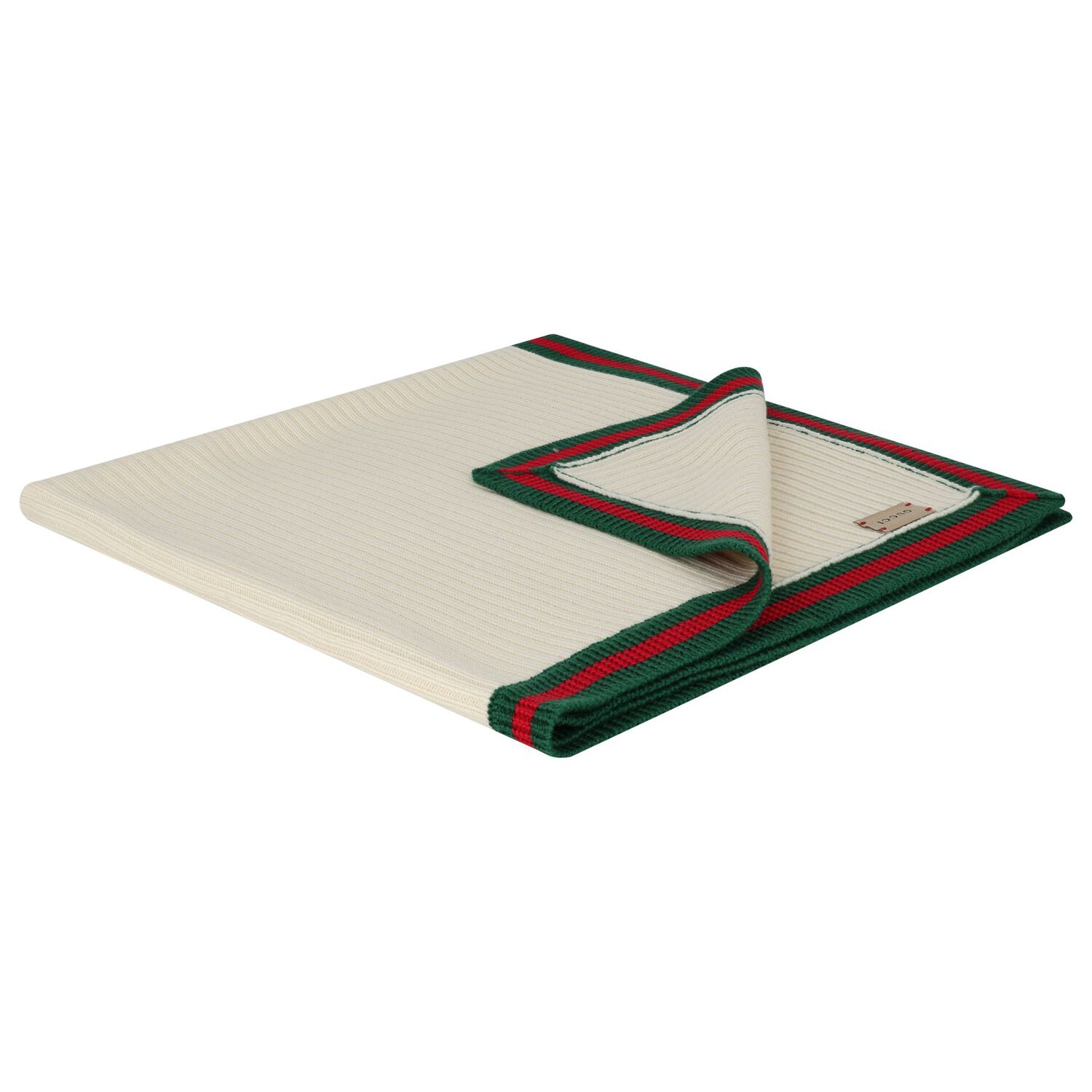 Beige Web Striped Knitted Baby Blanket, 1, hi-res