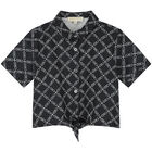 Girls Black Chain Logo Shirt, 1, hi-res