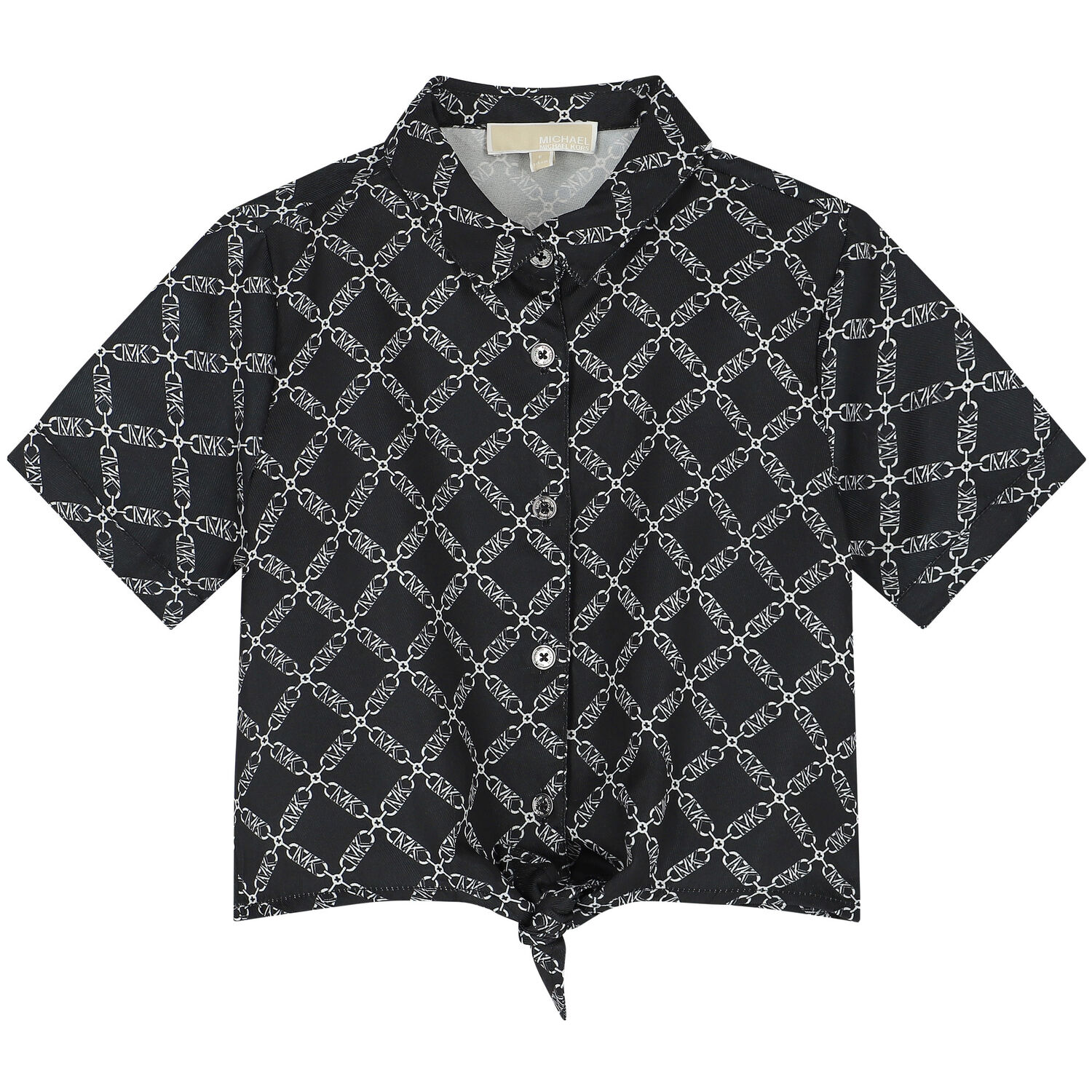 Girls Black Chain Logo Shirt, 1, hi-res