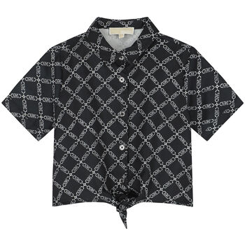 Girls Black Chain Logo Shirt