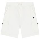 Boys White Logo Shorts, 1, hi-res