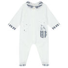 Baby Boys White & Navy Blue Bunny Babygrow, 3, hi-res