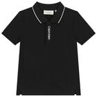 Boys Black Logo Polo Shirt, 2, hi-res