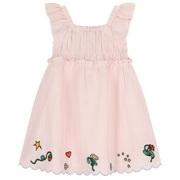 Girls Pink Floral Hem Dress