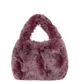 Girls Purple Faux Fur Handbag