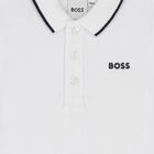 Younger Boys White Logo Polo Shirt, 2, hi-res