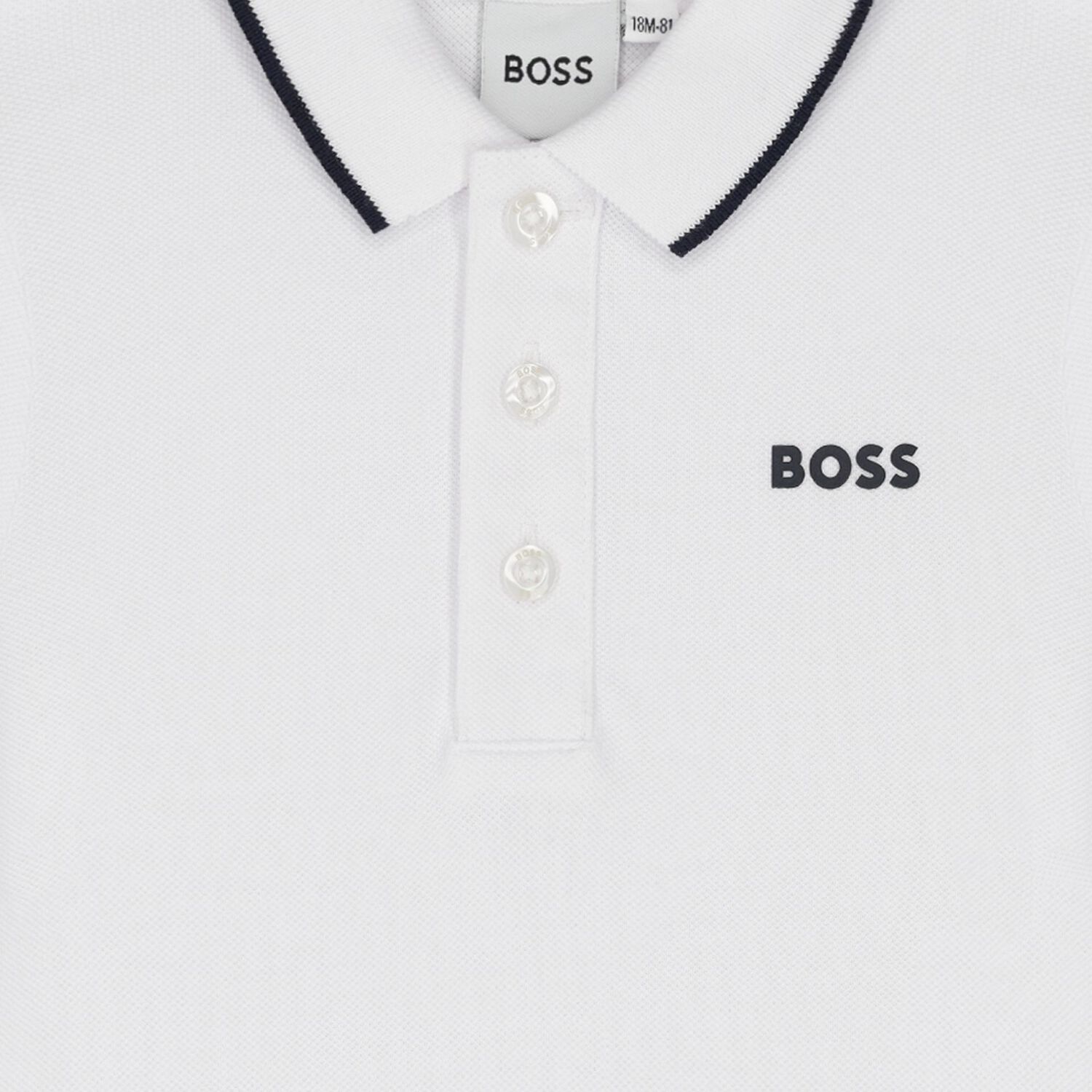 Younger Boys White Logo Polo Shirt, 2, hi-res