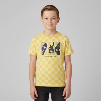 Boys Yellow & White Check Skater T-Shirt