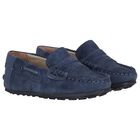 Younger Boys Blue Suede Leather Moccasins, 3, hi-res