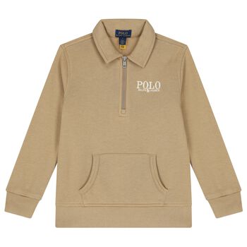 Boys Beige Logo Sweatshirt