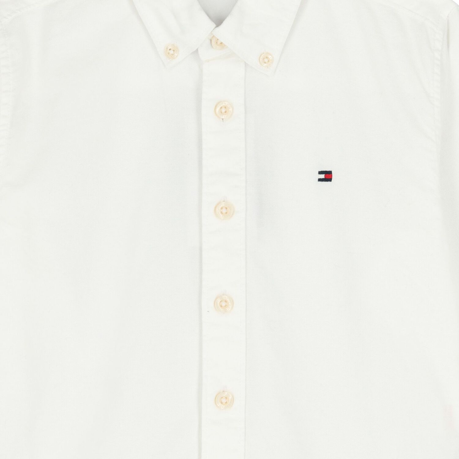 Boys White Logo Shirt, 1, hi-res
