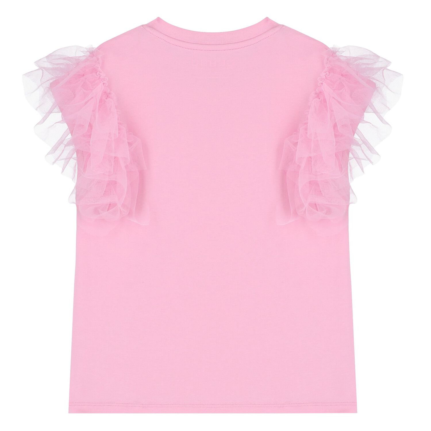 Girls Pink Logo Ruffled T-Shirt, 2, hi-res image number null