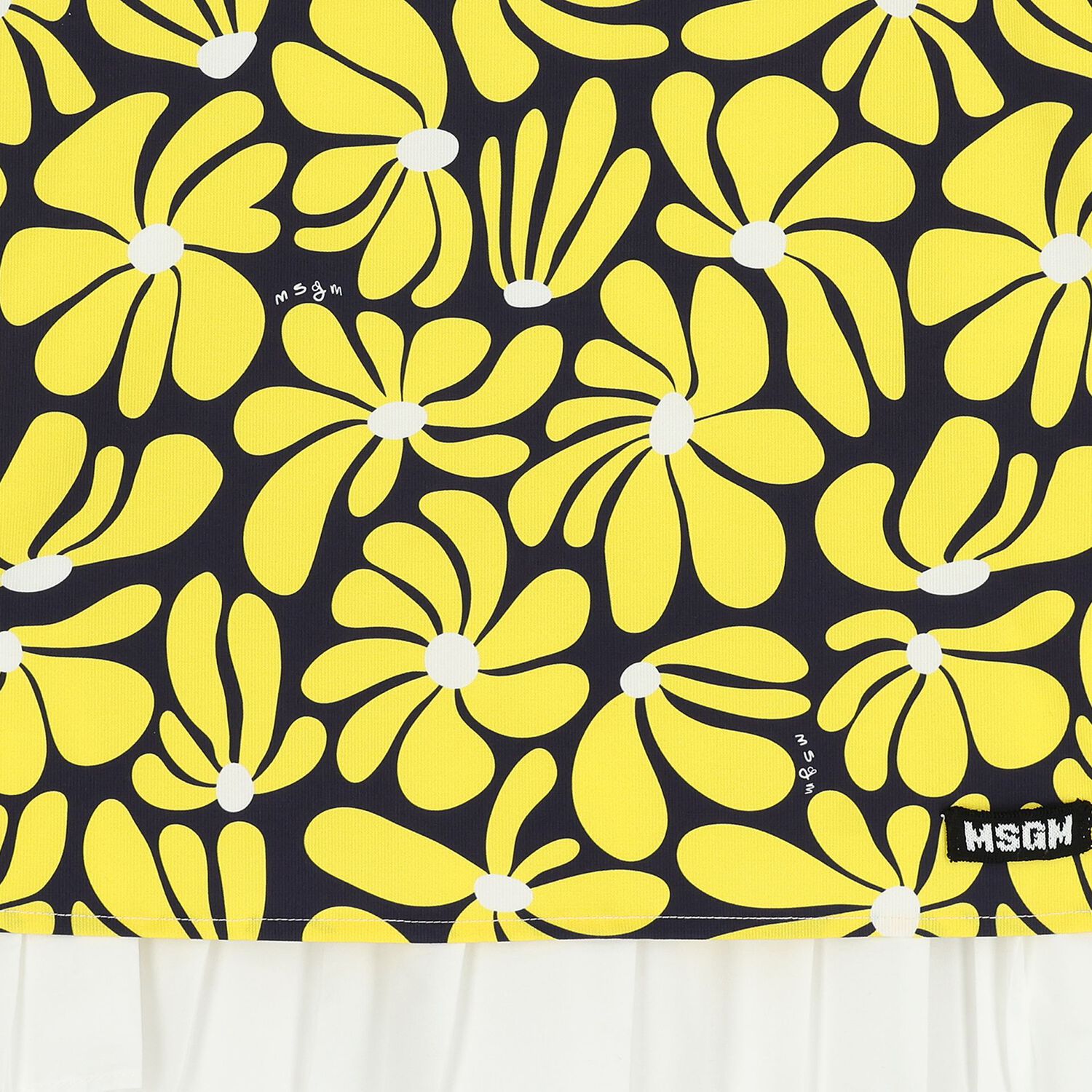 Girls Yellow & Navy Blue Floral Canvas Dress, 2, hi-res