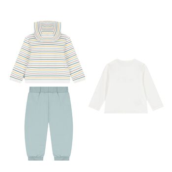 Baby Boys Ivory & Green Tracksuit Set (3 Piece)