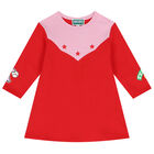 Younger Girls Pink & Red Varsity Logo Dress, 1, hi-res