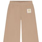 Girls Beige Logo Trousers, 2, hi-res