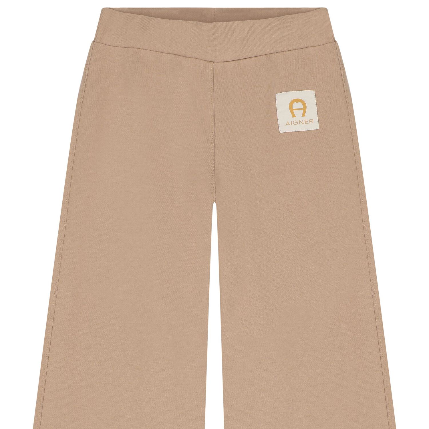 Girls Beige Logo Trousers, 2, hi-res