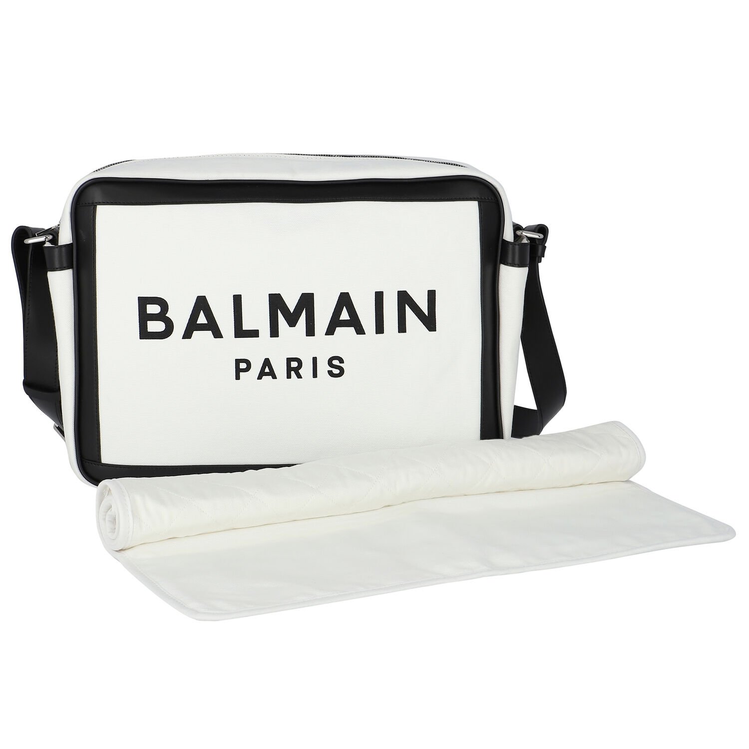 White & Black Logo Baby Changing Bag, 1, hi-res