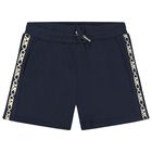 Girls Navy Blue Logo Shorts, 2, hi-res