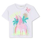 Girls White Pink Unicorn Flamingo T-Shirt, 1, hi-res