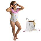 Girls White Ice Creams Swimsuit, 2, hi-res