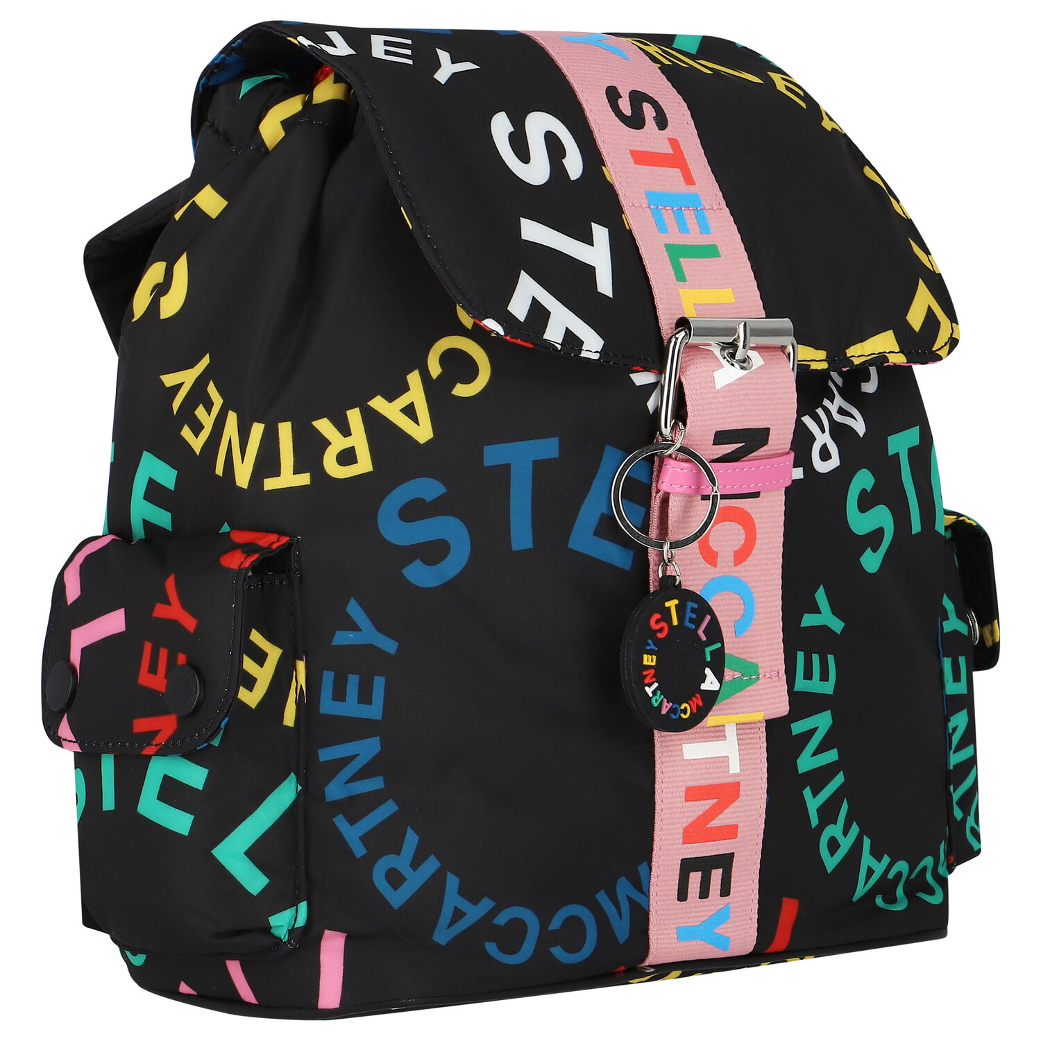 Girls Black Logo Backpack, 1, hi-res