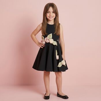 Girls Black Floral Dress