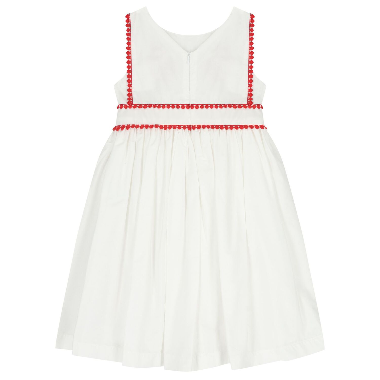 Girls White & Red Floral Dress, 1, hi-res