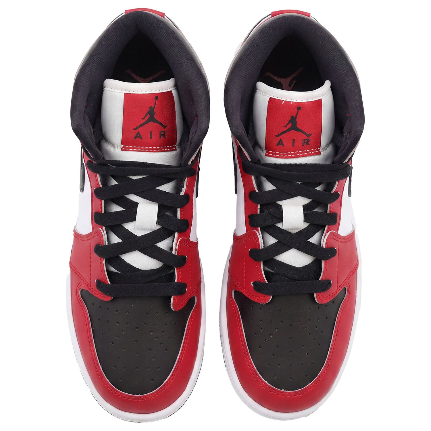 Red & White Air Jordan 1 Mid Trainers, 2, hi-res