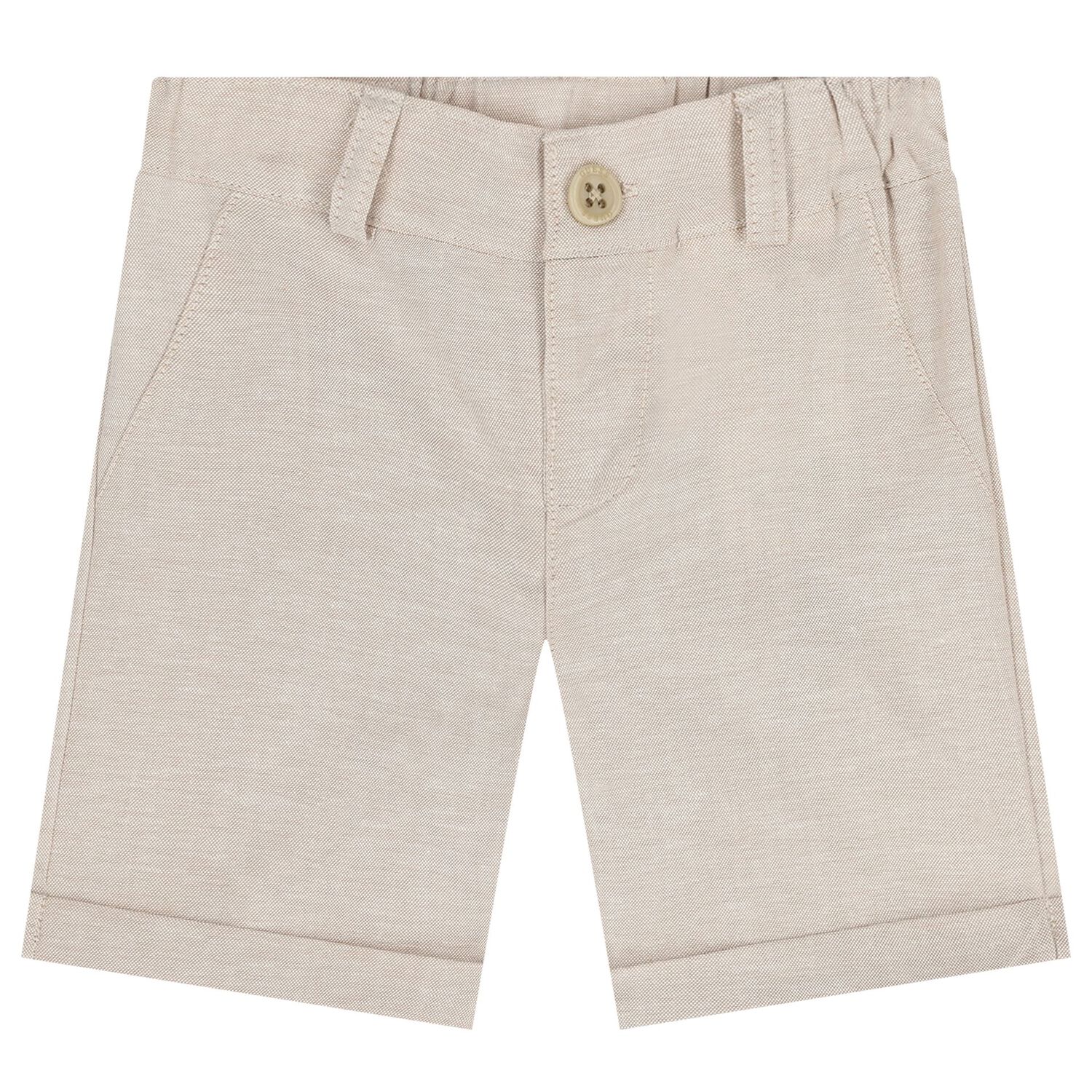 Baby Boys Beige & White Shorts Set, 1, hi-res