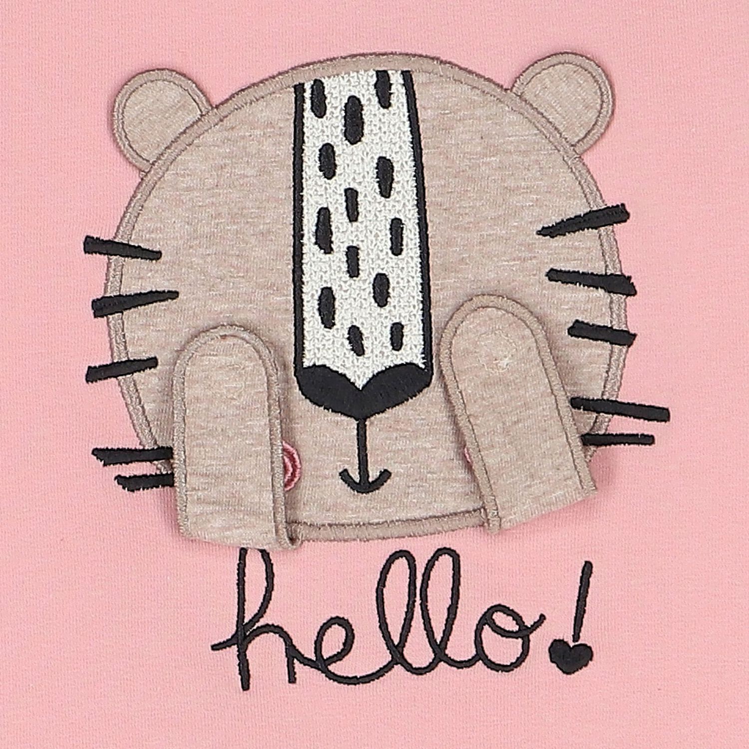 Younger Girls Pink Cat Long Sleeve Dress, 1, hi-res