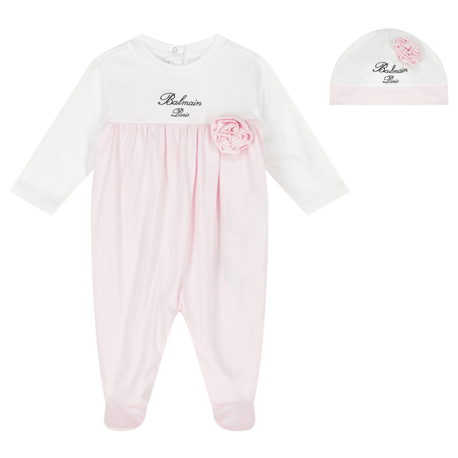Baby Girls White & Pink Logo Babygrow Gift Set, 1, hi-res