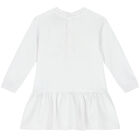 Younger Girls White Teddy Bear Logo Dress, 3, hi-res
