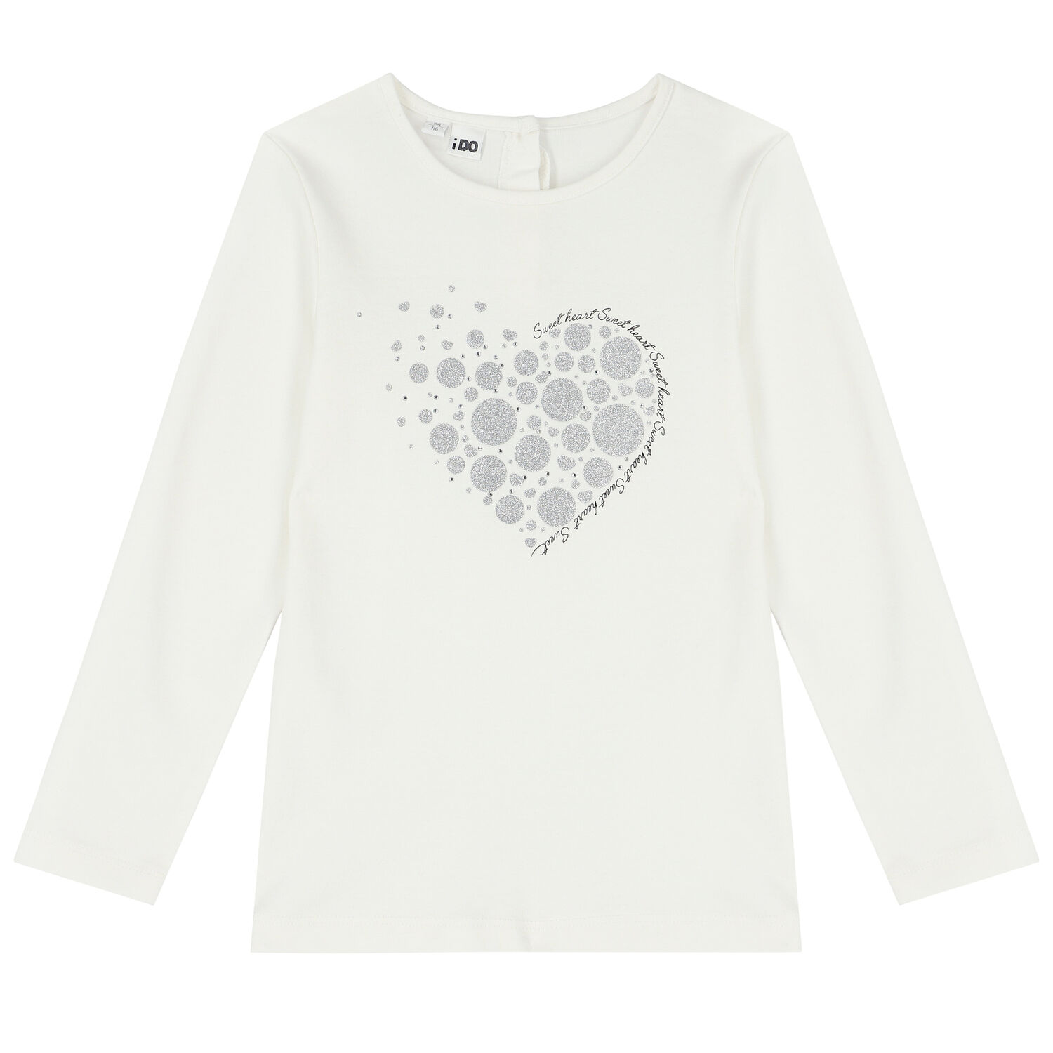 Girls Ivory Embellished Long Sleeve Top, 2, hi-res