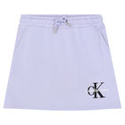 Girls Purple Embroidered Logo Skirt, 2, hi-res